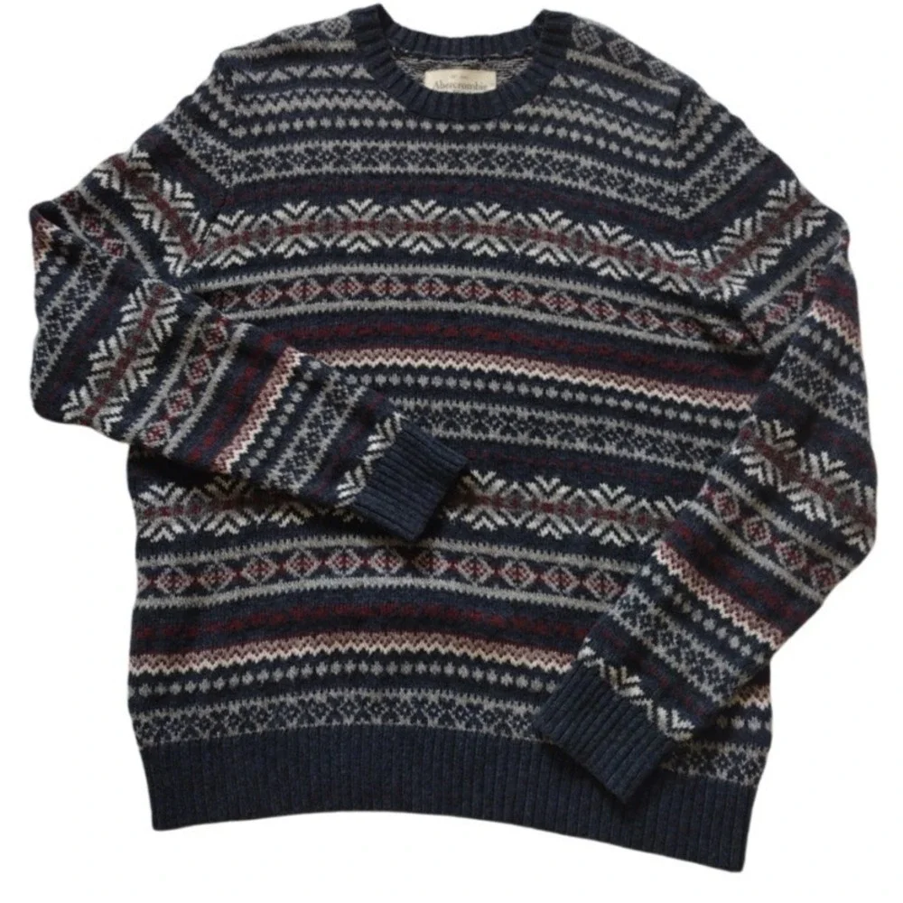 Vintage Abercrombie & Fitch Sweater Man's XL Multicolor Crew Neck Pullover‎